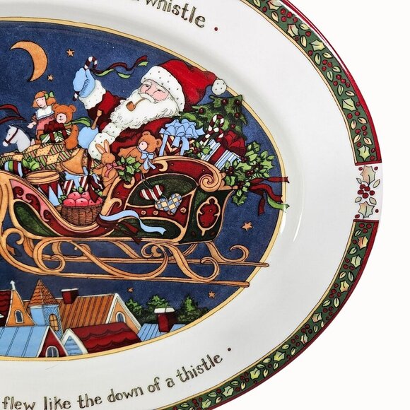 Portmeirion Studio Susan Winget Christmas Story Platter Santa Claus Sleigh Scene - Picture 4 of 7